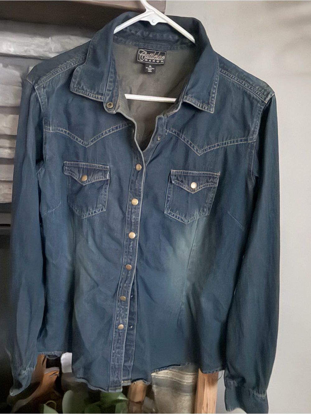 Women’s Dark Blue Denim Button-Down Shirt
